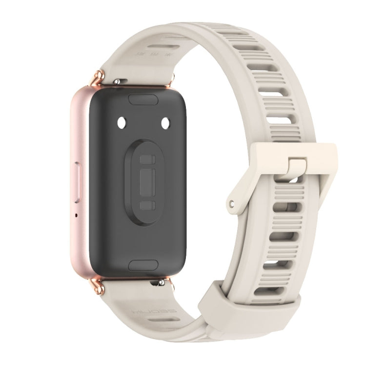 For Samsung Galaxy Fit 3 Mijobs Flat Hole Silicone Watch Band(Grey+Rose Gold) - Watch Bands by MIJOBS | Online Shopping UK | buy2fix