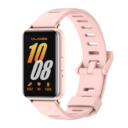 For Samsung Galaxy Fit 3 Mijobs Flat Hole Silicone Watch Band(Pink+Rose Gold) - Watch Bands by MIJOBS | Online Shopping UK | buy2fix