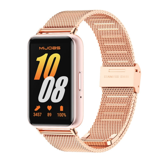 For Samsung Galaxy Fit 3 Mijobs Milan Buckle Metal Watch Band(Rose Gold) - Watch Bands by MIJOBS | Online Shopping UK | buy2fix