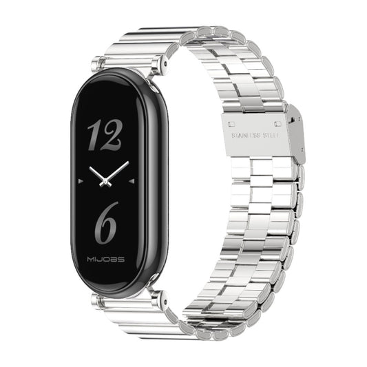 For Xiaomi Mi Band 8 Mijobs GT4 Bamboo Buckle Metal Watch Band(Silver) - Watch Bands by MIJOBS | Online Shopping UK | buy2fix