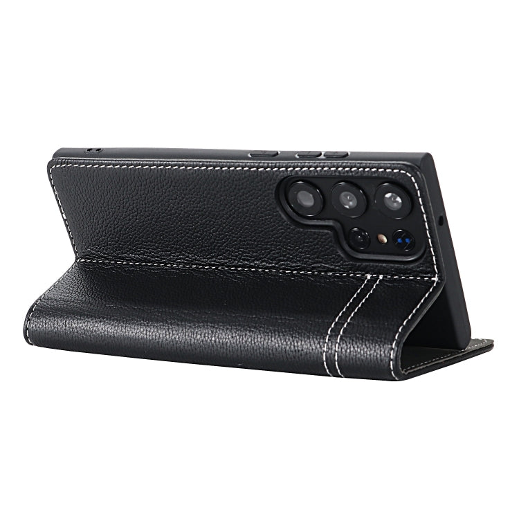 For Samsung Galaxy S24+ 5G GEBEI Top-grain Horizontal Flip Leather Phone Case(Black) - Galaxy S24+ 5G Cases by GEBEI | Online Shopping UK | buy2fix