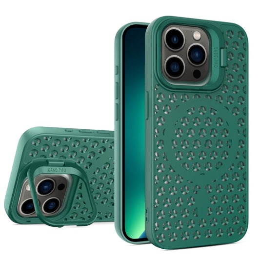For iPhone 13 Pro Max Hollow Cooling Lens Holder MagSafe Magnetic TPU Phone Case(Green) - iPhone 13 Pro Max Cases by buy2fix | Online Shopping UK | buy2fix