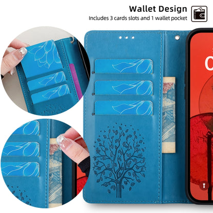 For Sony Xperia 10 V Tree & Deer Embossed Leather Phone Case(Blue) - Sony Cases by buy2fix | Online Shopping UK | buy2fix