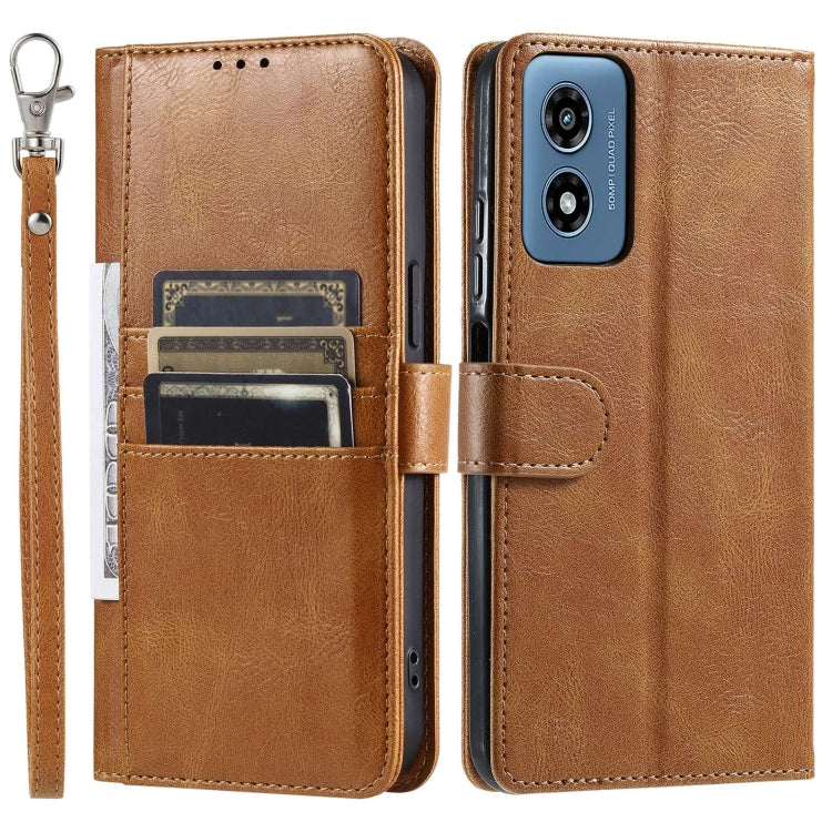 For Motorola Moto G Play 2024 Simple 6-Card Wallet Leather Phone Case(Brown) - Motorola Cases by buy2fix | Online Shopping UK | buy2fix