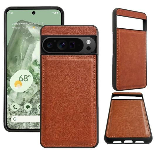 For Google Pixel 9 Pro XL Cowhide Texture Back Cover Phone Case(Brown) - Google Cases by buy2fix | Online Shopping UK | buy2fix