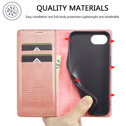 For iPhone 16e LC.IMEEKE Strong Magnetism Microfiber Leather Phone Case(Rose Gold) - iPhone 16e Cases by LC.IMEEKE | Online Shopping UK | buy2fix