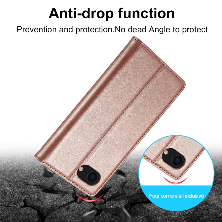 For iPhone 16e LC.IMEEKE Strong Magnetism Microfiber Leather Phone Case(Rose Gold) - iPhone 16e Cases by LC.IMEEKE | Online Shopping UK | buy2fix