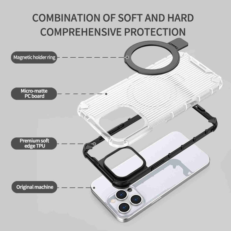 For iPhone 16 Grating Holder Shockproof Phone Case(Transparent Black) - iPhone 16 Cases by buy2fix | Online Shopping UK | buy2fix