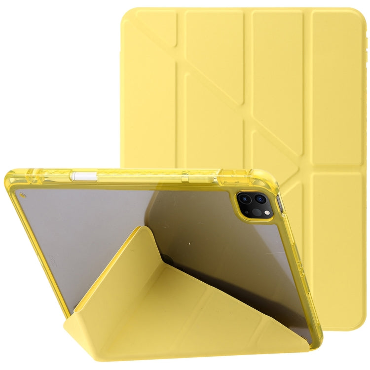 For iPad Pro 11 2024 Clear Acrylic Deformation Leather Tablet Case(Yellow) - iPad Pro 11 2024 Cases by buy2fix | Online Shopping UK | buy2fix