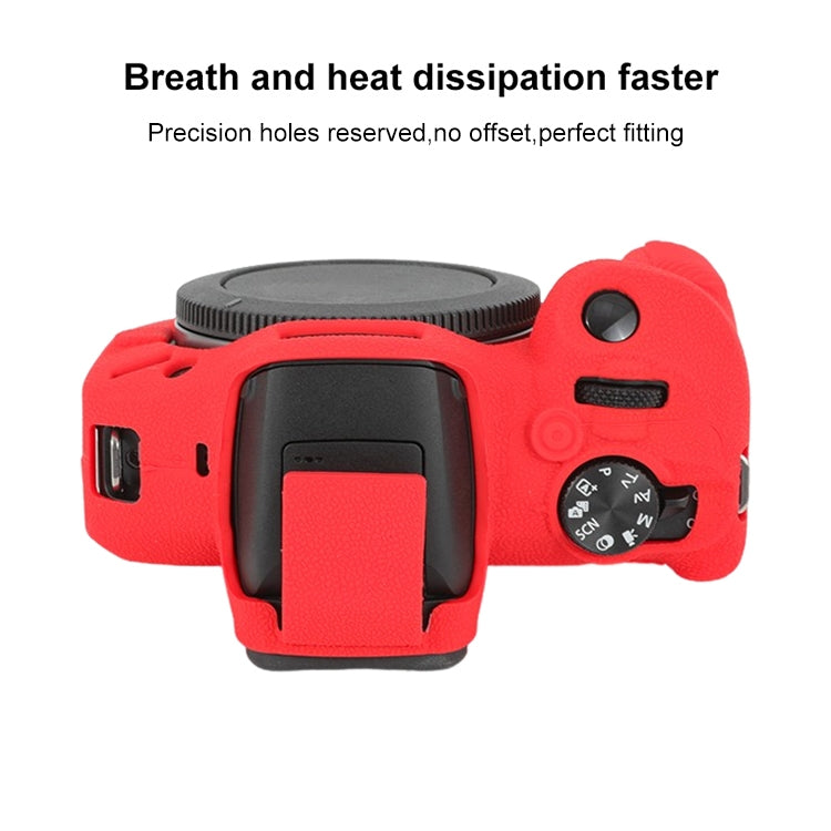 For Canon EOS R100 Litchi Texture Soft Silicone Protective Case(Red) - Protective Case by buy2fix | Online Shopping UK | buy2fix