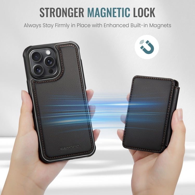 For iPhone 15 Pro Max JEEHOOD J05 Business Magnetic Style RFID Leather Phone Case(Black) - iPhone 15 Pro Max Cases by JEEHOOD | Online Shopping UK | buy2fix