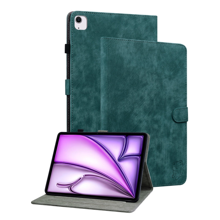 For iPad Air 11 2024 Embossed Tiger Pattern Leather Tablet Case(Dark Green) - iPad Air 11 2024 Cases by buy2fix | Online Shopping UK | buy2fix