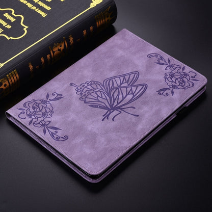 For iPad Air 11 2024 Butterfly Flower Embossed Leather Tablet Case(Purple) - iPad Air 11 2024 Cases by buy2fix | Online Shopping UK | buy2fix