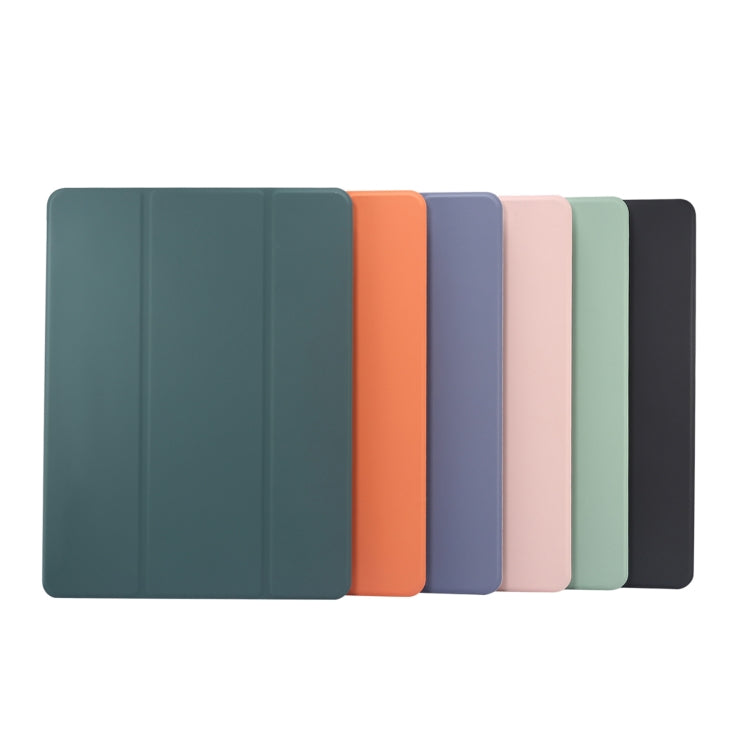 For iPad Pro 11 2024 3-folding Electric Pressed Skin Texture Leather Tablet Case(Orange) - iPad Pro 11 2024 Cases by buy2fix | Online Shopping UK | buy2fix