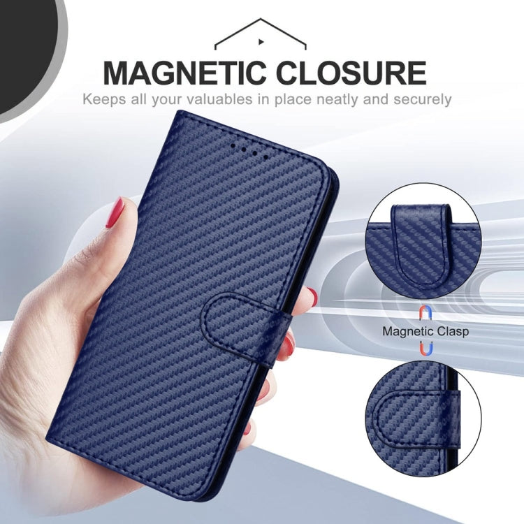 For iPhone 16 Pro Max YX0070 Carbon Fiber Buckle Leather Phone Case with Lanyard(Royal Blue) - iPhone 16 Pro Max Cases by buy2fix | Online Shopping UK | buy2fix