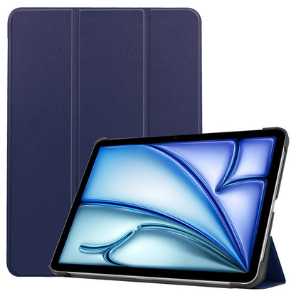 For iPad Air 13 2024 Custer Pure Color 3-Fold Holder Smart Leather Tablet Case(Dark Blue) - iPad Air 13 2024 Cases by buy2fix | Online Shopping UK | buy2fix