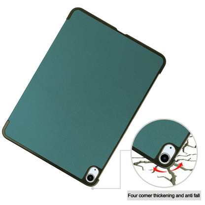 For iPad Air 13 2024 Custer Pure Color 3-Fold Holder Smart Leather Tablet Case(Dark Green) - iPad Air 13 2024 Cases by buy2fix | Online Shopping UK | buy2fix