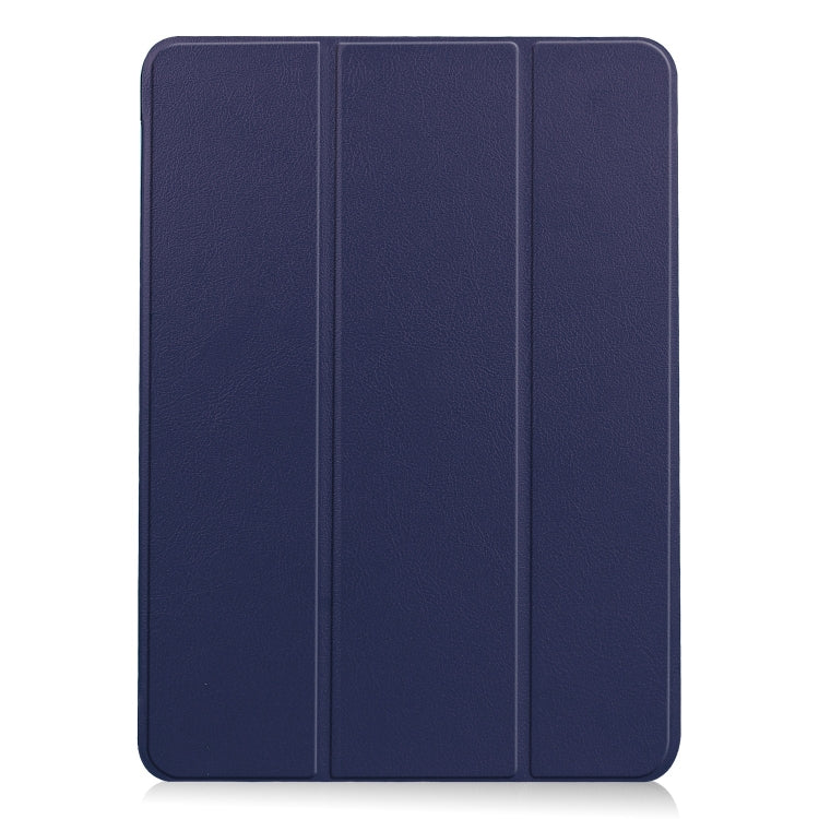 For iPad Air 11 2024 Custer Pure Color 3-Fold Holder Smart Leather Tablet Case(Blue) - iPad Air 11 2024 Cases by buy2fix | Online Shopping UK | buy2fix