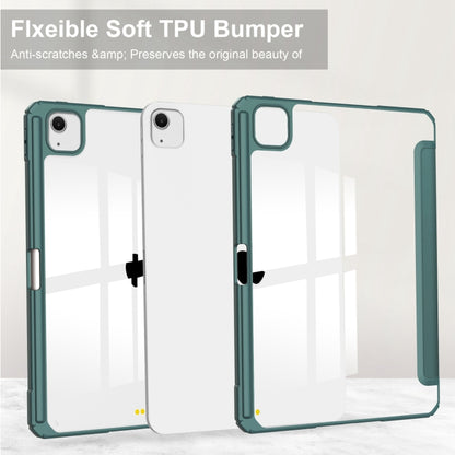 For iPad Air 13 2024 Pure Color 3-fold Clear TPU Smart Leather Tablet Case(Dark Green) - iPad Air 13 2024 Cases by buy2fix | Online Shopping UK | buy2fix