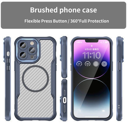 For iPhone 14 Pro Carbon Fiber Texture MagSafe Translucent Phone Case(Blue) - iPhone 14 Pro Cases by buy2fix | Online Shopping UK | buy2fix