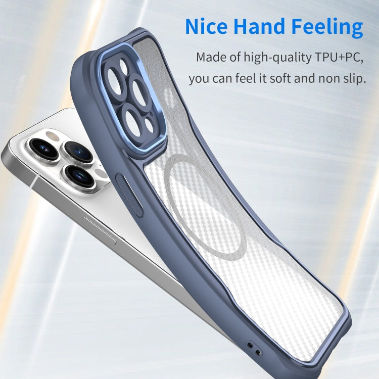 For iPhone 14 Pro Max Carbon Fiber Texture MagSafe Translucent Phone Case(Blue) - iPhone 14 Pro Max Cases by buy2fix | Online Shopping UK | buy2fix