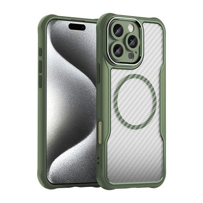 For iPhone 16 Pro Max Carbon Fiber Texture MagSafe Translucent Phone Case(Green) - iPhone 16 Pro Max Cases by buy2fix | Online Shopping UK | buy2fix