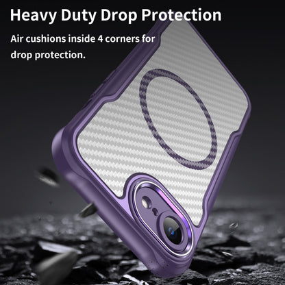 For iPhone SE 2024 Carbon Fiber Texture MagSafe Translucent Phone Case(Purple) - More iPhone Cases by buy2fix | Online Shopping UK | buy2fix