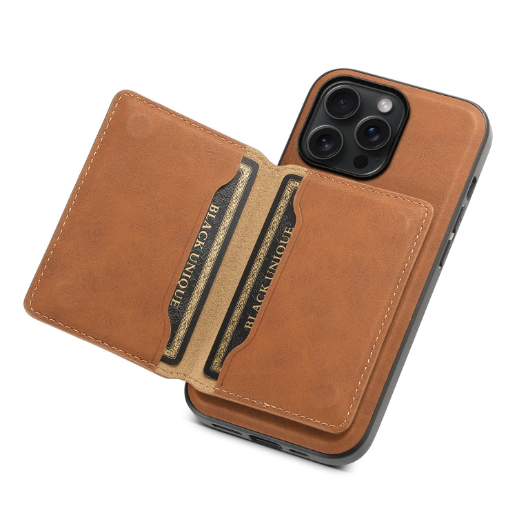 For iPhone 15 Pro Max Denior D13 Retro Texture Leather MagSafe Card Bag Phone Case(Brown) - iPhone 15 Pro Max Cases by Denior | Online Shopping UK | buy2fix