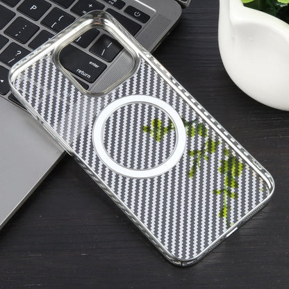 For iPhone 14 Plus 6D Plated Carbon Fiber Clear Magsafe PC Phone Case(Starlight Silver) - iPhone 14 Plus Cases by buy2fix | Online Shopping UK | buy2fix