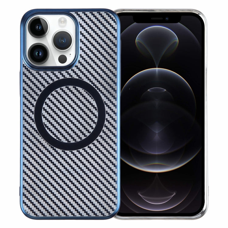 For iPhone 12 Pro Max 6D Plated Carbon Fiber Clear Magsafe PC Phone Case(Dream Blue) - iPhone 12 Pro Max Cases by buy2fix | Online Shopping UK | buy2fix