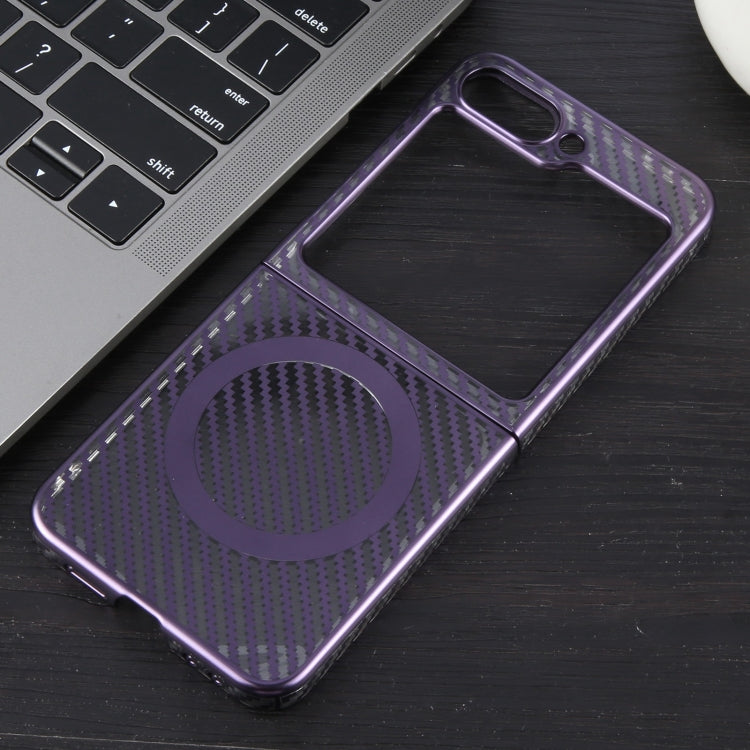 For Samsung Galaxy Z Flip5 6D Plated Carbon Fiber Clear Magsafe PC Phone Case(Aurora Purple) - Galaxy Z Flip5 Cases by buy2fix | Online Shopping UK | buy2fix