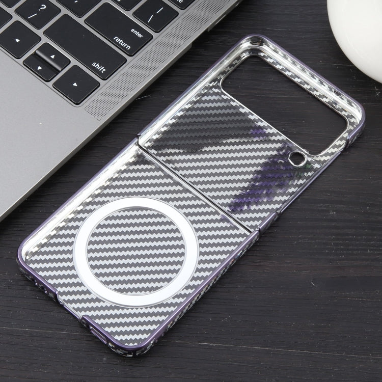 For Samsung Galaxy Z Flip4 6D Plated Carbon Fiber Clear Magsafe PC Phone Case(Aurora Purple) - Galaxy Z Flip4 5G Cases by buy2fix | Online Shopping UK | buy2fix