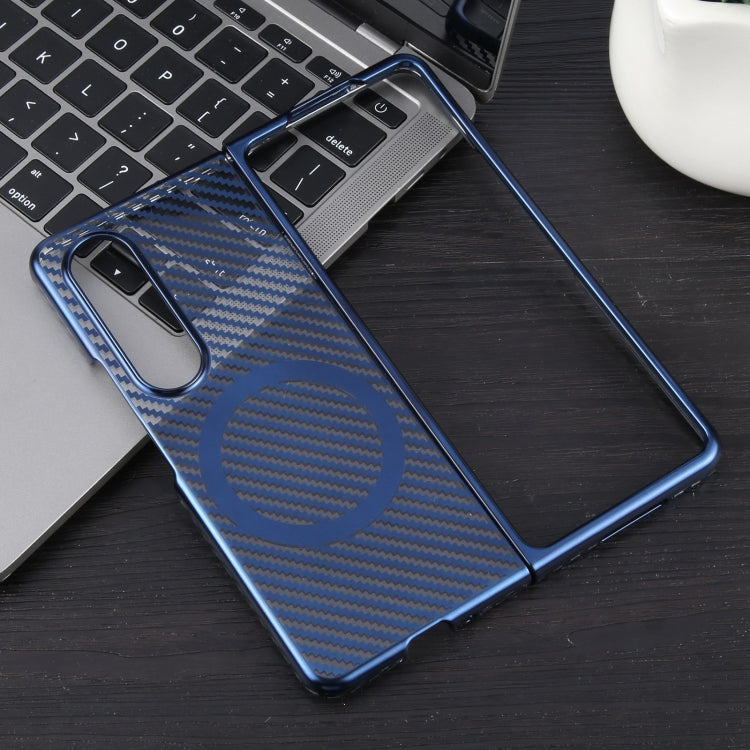 For Samsung Galaxy Z Fold4 6D Plated Carbon Fiber Clear Magsafe PC Phone Case(Dream Blue) - Galaxy Z Fold4 5G Cases by buy2fix | Online Shopping UK | buy2fix