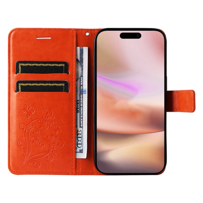 For iPhone 16 Plus 3D Butterfly Embossed Pattern Flip Leather Phone Case(Orange) - iPhone 16 Plus Cases by buy2fix | Online Shopping UK | buy2fix