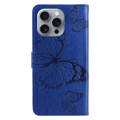 For iPhone 16 Pro Max 3D Butterfly Embossed Pattern Flip Leather Phone Case(Blue) - iPhone 16 Pro Cases by buy2fix | Online Shopping UK | buy2fix