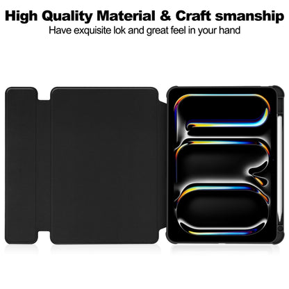 For iPad Pro 13 2024 Transparent Rotation Smart Leather Tablet Case(Black) - iPad Pro 13 2024 Cases by buy2fix | Online Shopping UK | buy2fix