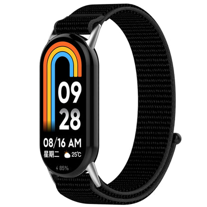 For Xiaomi Mi Band 8 / 8 NFC Nylon Loop Hook and Loop Fastener Watch Band(Black) - Watch Bands by buy2fix | Online Shopping UK | buy2fix