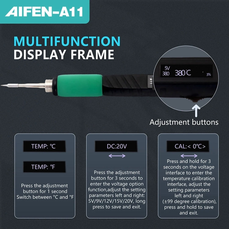 Aifen A11 Portable USB Charging Soldering Station with C210 Handle, EU Plug - Soldering Iron Set by buy2fix | Online Shopping UK | buy2fix