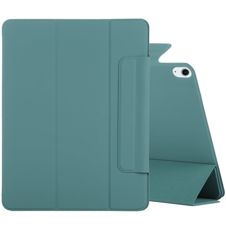 For iPad Air 13 2024 Double-sided Clip Fixed Buckle Magnetic PU Leather Smart Tablet Case(Green) - iPad Air 13 2024 Cases by buy2fix | Online Shopping UK | buy2fix