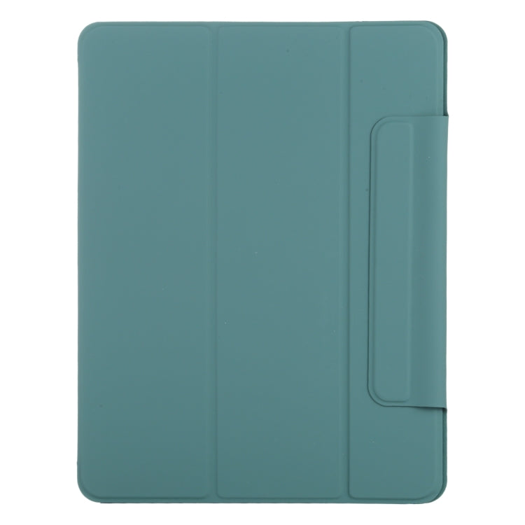 For iPad Air 13 2024 Double-sided Clip Fixed Buckle Magnetic PU Leather Smart Tablet Case(Green) - iPad Air 13 2024 Cases by buy2fix | Online Shopping UK | buy2fix