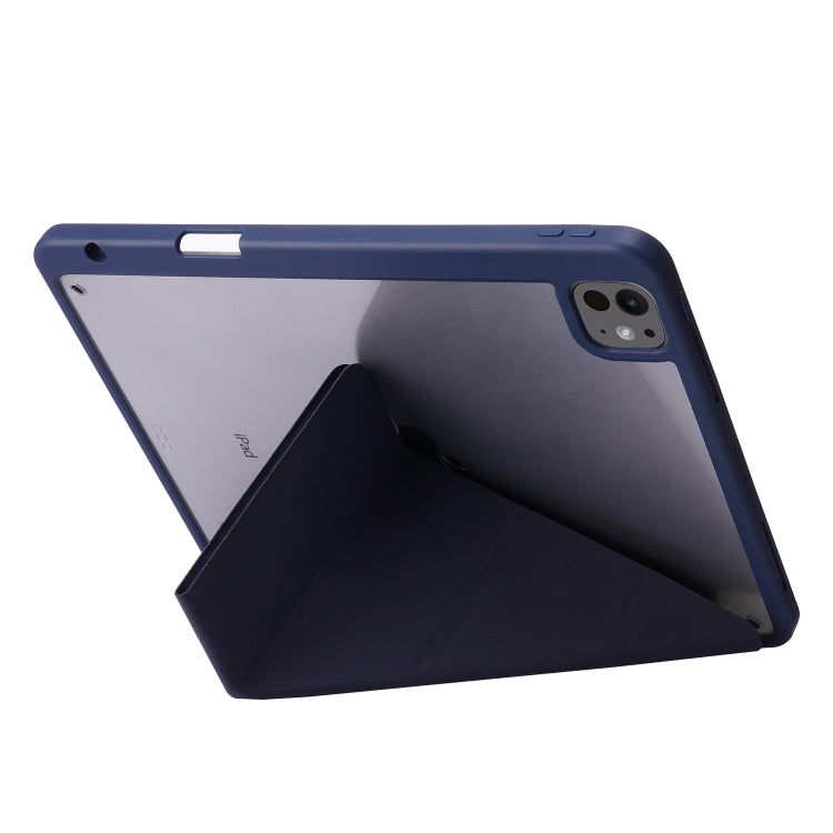 For iPad Pro 11 2024 Deformation Transparent Acrylic Leather Tablet Case(Dark Blue) - iPad Pro 11 2024 Cases by buy2fix | Online Shopping UK | buy2fix