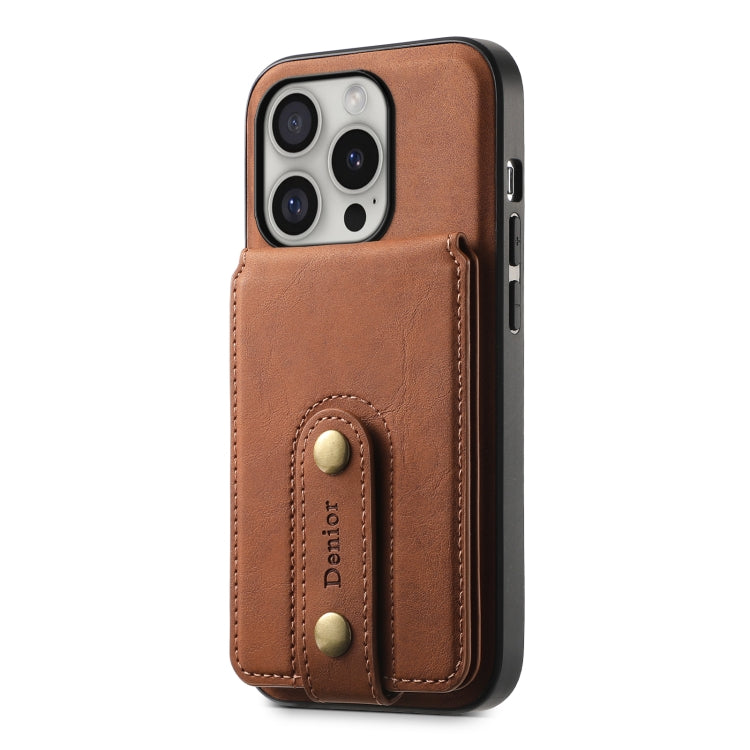 For iPhone 16 Pro Denior D14 NK Retro Pattern MagSafe Magnetic Card Holder Leather Phone Case(Brown) - iPhone 16 Pro Cases by Denior | Online Shopping UK | buy2fix