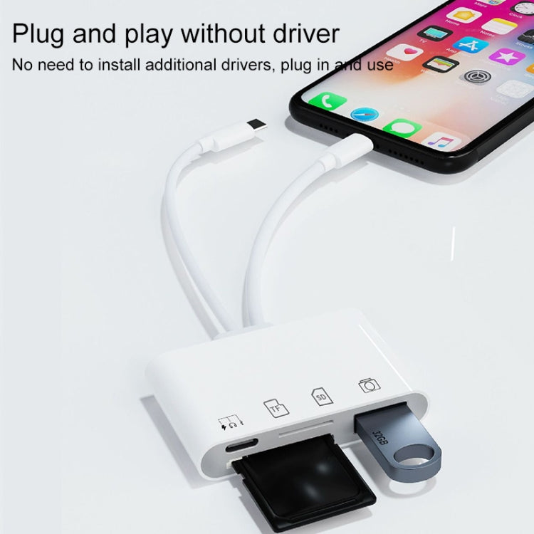 4 in 2 USB-C / Type-C + 8 Pin Interface Multi-function Card Reader(White) - U Disk & Card Reader by buy2fix | Online Shopping UK | buy2fix