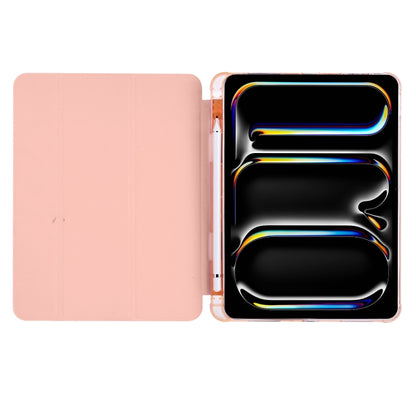 For iPad Pro 13 2024 3-fold TPU Leather Smart Tablet Case with Pen Slot(Pink) - iPad Pro 13 2024 Cases by buy2fix | Online Shopping UK | buy2fix