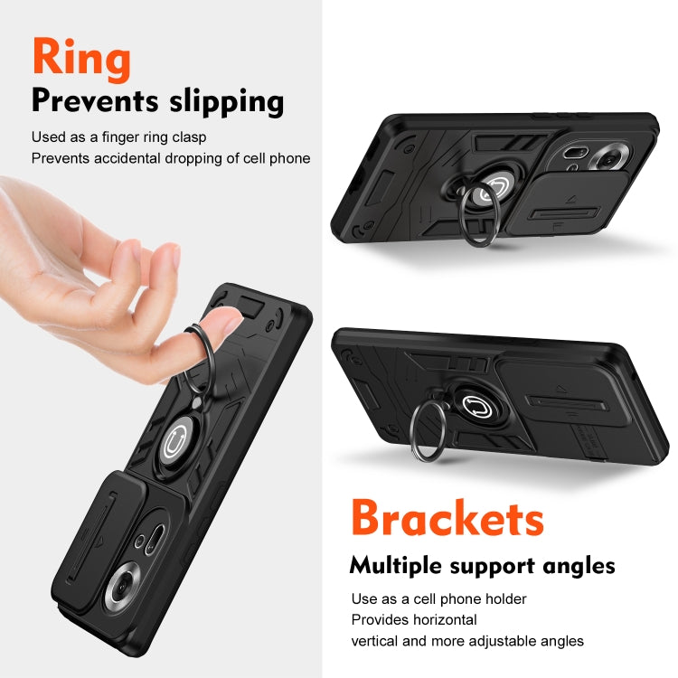 For OPPO Reno11 Global Camshield Ring Holder Phone Case(Black) - Reno11 Cases by buy2fix | Online Shopping UK | buy2fix