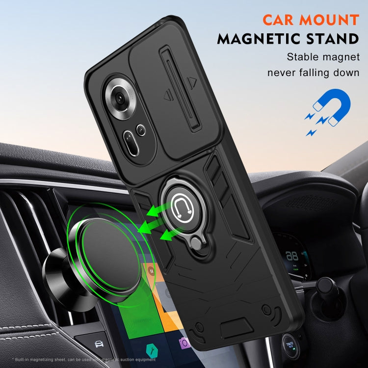 For OPPO Reno11 Global Camshield Ring Holder Phone Case(Black) - Reno11 Cases by buy2fix | Online Shopping UK | buy2fix