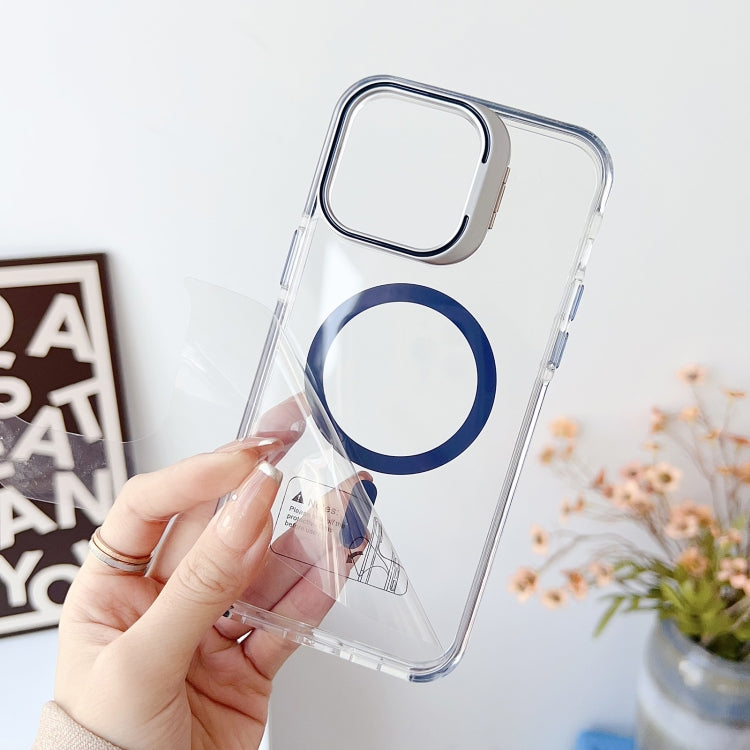 For iPhone 11 J2 High Transparent MagSafe Magnetic Frame Holder Phone Case(White) - iPhone 11 Cases by buy2fix | Online Shopping UK | buy2fix