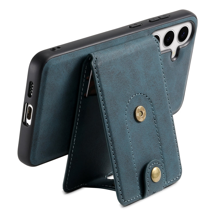 For Samsung Galaxy S24+ 5G Denior D14 NK Retro Pattern MagSafe Magnetic Card Holder Leather Phone Case(Blue) - Galaxy S24+ 5G Cases by Denior | Online Shopping UK | buy2fix