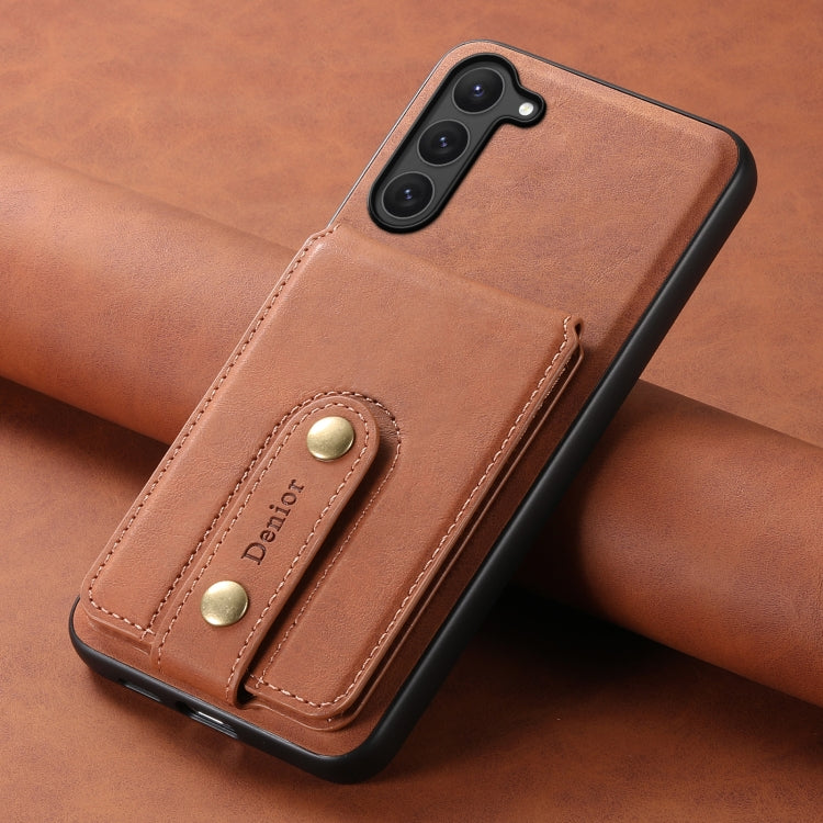 For Samsung Galaxy S23 5G Denior D14 NK Retro Pattern MagSafe Magnetic Card Holder Leather Phone Case(Brown) - Galaxy S23 5G Cases by Denior | Online Shopping UK | buy2fix