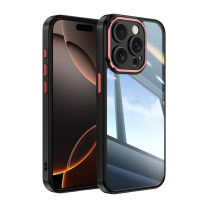 For iPhone 16 Pro Acrylic Hybrid TPU Armor Shockproof Phone Case(Black Red) - iPhone 16 Pro Cases by buy2fix | Online Shopping UK | buy2fix